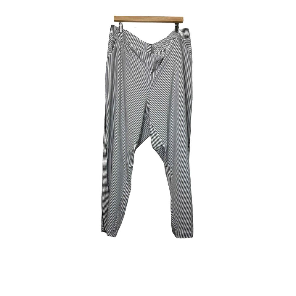 Athleta Womens Gray Mini-Stripe Pull On Pants Plus Size 24 Lightweight Comfort
